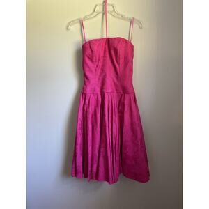 AJ Bari Petites Vintage Strapless Pink Floral Print Size 4 Dress Bow Back Detail